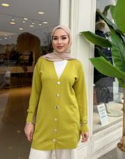 serpme taşlı merserize hırka yağ yeşili 2