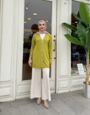 serpme taşlı merserize hırka yağ yeşili 3