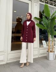 serpme taşlı merserize hırka bordo 3