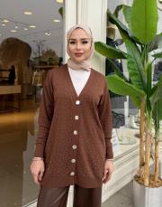 serpme taşlı merserize hırka kahve 2