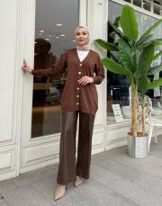 serpme taşlı merserize hırka kahve 3