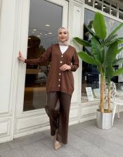 serpme taşlı merserize hırka kahve 4