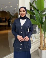 serpme taşlı merserize hırka lacivert 4