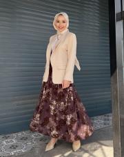 şifon djital desen etek kahve 4