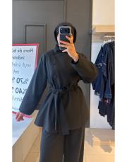 dik yaka ceketli takım siyah 3