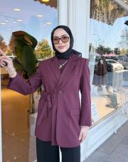 çift yaka anvelop ceket bordo