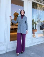 çift yaka anvelop ceket gri 2