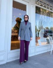 çift yaka anvelop ceket gri 3