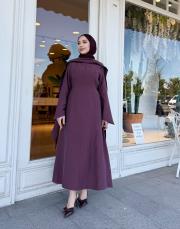 fular detay tensel elbise mürdüm