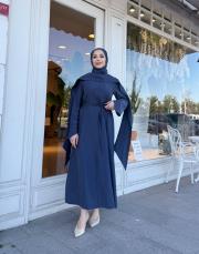 fular detay tensel elbise indigo 5