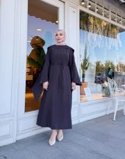 fular detay tensel elbise kahve