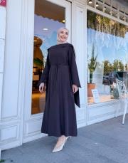 fular detay tensel elbise kahve 2