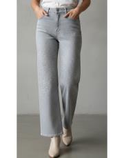 serpme taşlı bol paça jean gri