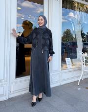 qupra ceketli elbise takım antrasit