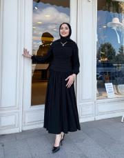 drape detay elbise siyah 2