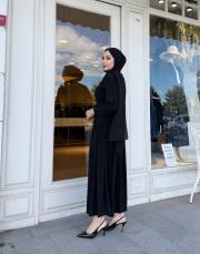 drape detay elbise siyah 3