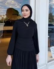 drape detay elbise siyah 4