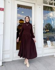 drape detay elbise kahve 2