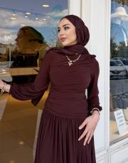 drape detay elbise kahve 3