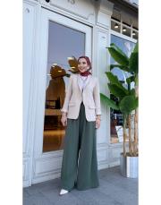 şal yaka blazer ceket bej