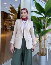 şal yaka blazer ceket bej 2