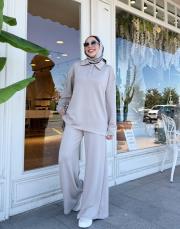 gömlek yaka modal basic takım vizon