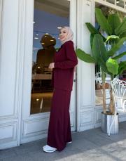 gömlek yaka modal basic takım bordo