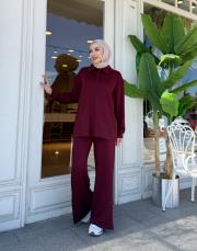 gömlek yaka modal basic takım bordo 2