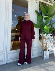 gömlek yaka modal basic takım bordo 3