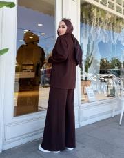 gömlek yaka modal basic takım acı kahve 2