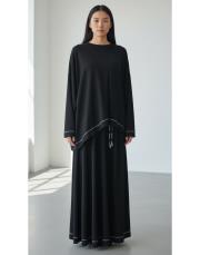 dikiş detaylı etekli takım siyah 2