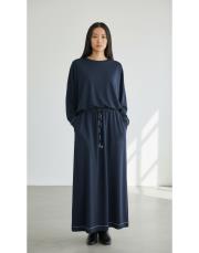 dikiş detaylı etekli takım lacivert