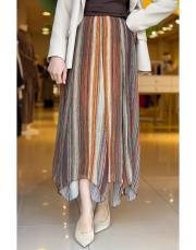 şifon asimetrik kesim etek kahverengi 4