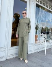 aria desenli gömlek takım haki