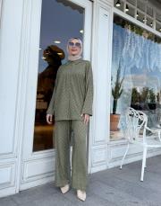 aria desenli gömlek takım haki 2