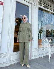 aria desenli gömlek takım haki 4