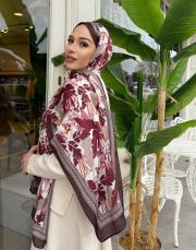 nora desenli şal bordo 2