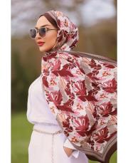 nora desenli şal bordo 3