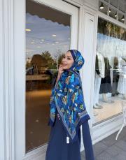 nora desenli şal lacivert