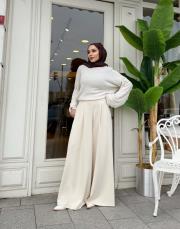 oysho plise detay etekli pantolon taş 3