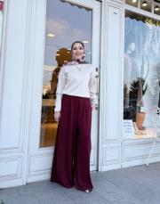 oysho plise detay etekli pantolon bordo 2