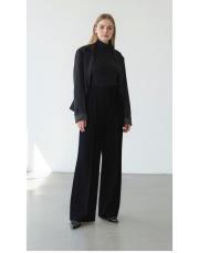 lorien nervürlü palazzo pantolon siyah