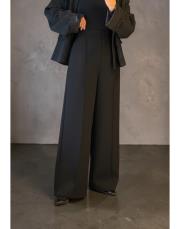 lorien nervürlü palazzo pantolon siyah 2