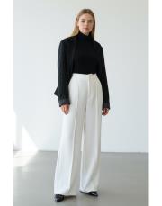 lorien nervürlü palazzo pantolon beyaz