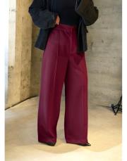 lorien nervürlü palazzo pantolon bordo