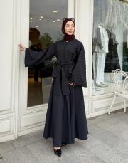 kabartma desenli etekli takım siyah 2