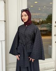 kabartma desenli etekli takım siyah 3