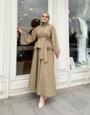 kabartma desenli etekli takım yağ yeşili