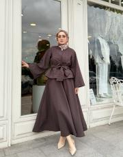 kabartma desenli etekli takım kahve 2