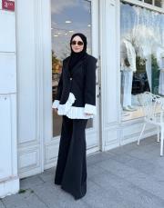 garnilili plise pantalonlu takım siyah 2